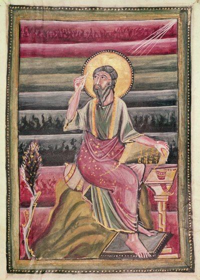 Fol.160r सेंट जॉन द इवेंजेलिस्ट, सेंट गेरेन के एवेंजेलीरी से 990-1000 द्वारा जर्मन स्कूल