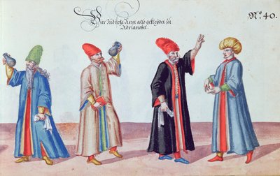 एड्रियनोपल, तुर्की से चार यहूदी चिकित्सक, c.1600 (कागज पर wc) द्वारा जर्मन स्कूल
