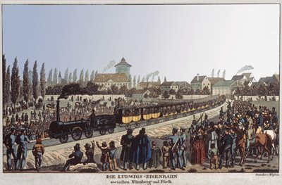 जर्मन रेलवे। c.1830-1840 (उत्कीर्णन) द्वारा जर्मन स्कूल