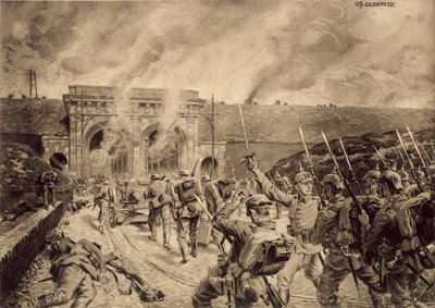 12 अक्टूबर 1914 को लिले में पोर्टे डू दुई पर हमला करने वाली जर्मन सेना द्वारा जर्मन स्कूल