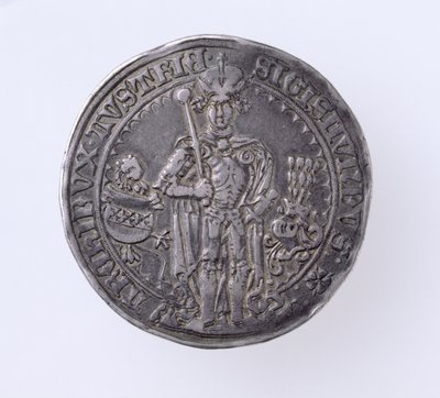 सिगिस्मंड (1439-96) के गिल्डिनर (प्रतिभा) टिरोल की गिनती, हॉल मिंट, 1486 (ओब्स्वर) (सिल्वर) (रिवर्स देखने के लिए 168059) द्वारा German School