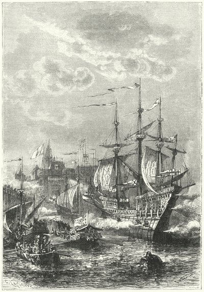 हेनरी VIII और अंग्रेजी बेड़ा Calais . पर उतरते हैं द्वारा जर्मन स्कूल