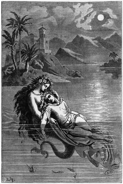 हेंस क्रिश्चियन एंडरसन (1805-75) 1869 द्वारा परी कथाओं से लिटिल मरमेड के लिए चित्रण द्वारा जर्मन स्कूल