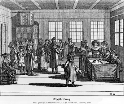 यहूदी सेरेमनी से लिया गया चित्रण, या पॉल क्रिश्चियन किरचनर, 1724 द्वारा गेब्रुडे का वर्णन द्वारा जर्मन स्कूल