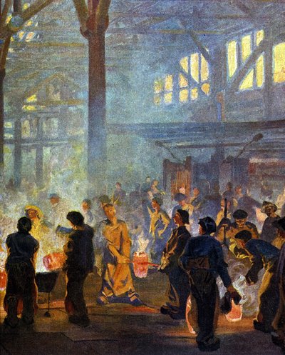 1908 में एक धातुकर्म कारखाने का इंटीरियर। जुगेंड से। द्वारा जर्मन स्कूल