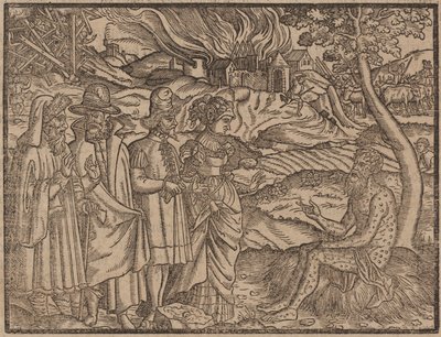 फोड़े के साथ कवर किया गया जॉब c.1525 (वुडकट) द्वारा जर्मन स्कूल