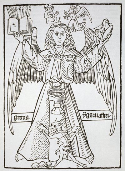 अर्न मेमोरेंडी से Mnemonic चित्रा, c.1470, (पुनर्मुद्रित 1883) 19 वीं सदी के उत्तरार्ध में प्रकाशित जादू के इतिहास में सचित्र है द्वारा जर्मन स्कूल