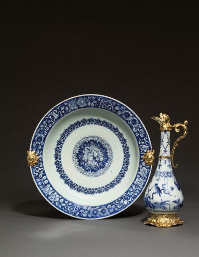 घुड़सवार चीनी ewer और पकवान, ऑग्सबर्ग, c.1655-60 (चीनी मिट्टी के बरतन और चांदी-गिल्ट) (यह भी देखें) द्वारा जर्मन स्कूल