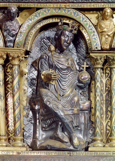ओटो II (955-83), पवित्र रोमन सम्राट, सम्राट शारलेमेन (742-814) के श्राइन से विस्तार, 1215 (सोने और चमेली तामचीनी) द्वारा जर्मन स्कूल