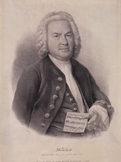 जोहान सेबेस्टियन बाख (1685-1750) का पोर्ट्रेट एफजी श्लिक, 1840 द्वारा उकेरा गया द्वारा जर्मन स्कूल