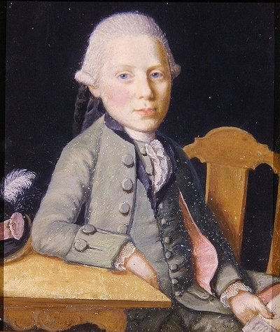 एक पत्र पकड़े बैठे युवक का पोर्ट्रेट, c.1750 (कागज पर गौचे) द्वारा जर्मन स्कूल