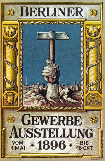 बर्लिन, जर्मनी में 1896 में औद्योगिक प्रदर्शनी के लिए पोस्टर द्वारा German School