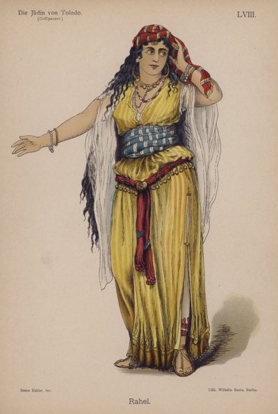 राहेल, डाई जूडिन वॉन टोलेडो (द ज्यूस ऑफ टोलेडो) द्वारा फ्रांज ग्रिलपरजर (कलर लिथो) द्वारा जर्मन स्कूल