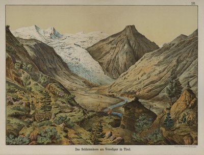 वेनेडिगर, टायरॉल, ऑस्ट्रिया (रंग लिथो) पर श्लेटेन्कीस ग्लेशियर द्वारा जर्मन स्कूल