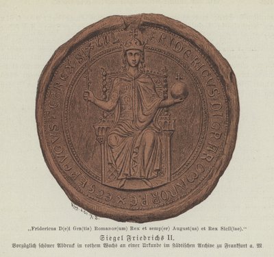 फ्रेडरिक द्वितीय की मुहर, पवित्र रोमन सम्राट (रंगीन लिथो) द्वारा जर्मन स्कूल