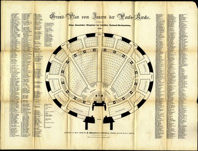 सेंट पॉल चर्च नेशनल असेंबली, 1848 की सीटिंग प्लान द्वारा जर्मन स्कूल