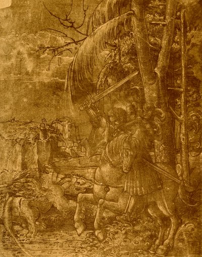 अजगर को मारते हुए सेंट जॉर्ज द्वारा जर्मन स्कूल