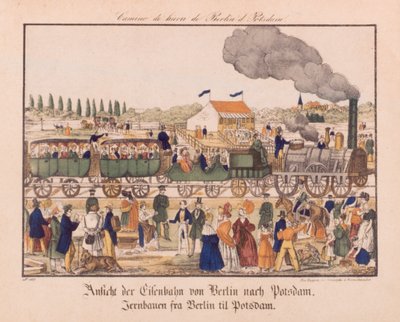बर्लिन और पॉट्सडैम के बीच स्टीम रेलवे, नेउरपिनर बिलडरबोजेन, सी .1840 द्वारा जर्मन स्कूल