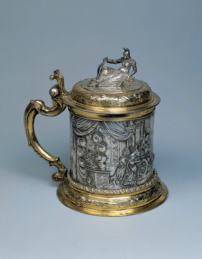 टैंकार्ड, शरीर ने सिकंदर और द लीजेंड ऑफ द गॉर्डियन नॉट, डेंजिग, सी .1680 (पार्सल गिल्ट सिल्वर) का प्रतिनिधित्व करते हुए एक दृश्य का पीछा किया द्वारा जर्मन स्कूल