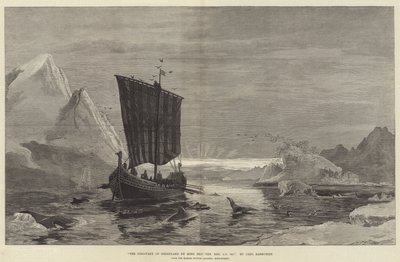 किंग एरिक द रेड द्वारा ग्रीनलैंड की खोज, ईस्वी सन् 983 (उत्कीर्णन) द्वारा जर्मन स्कूल