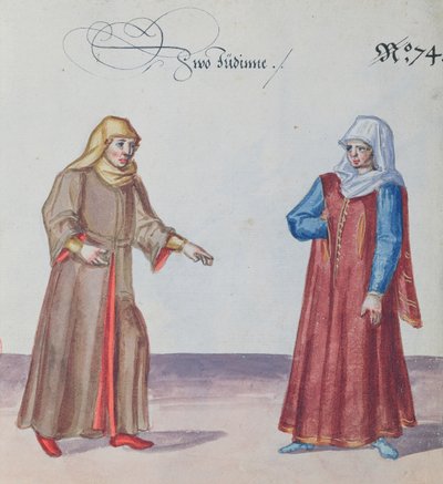 दो यहूदी महिलाएं, c.1600 (wc कागज पर) द्वारा जर्मन स्कूल