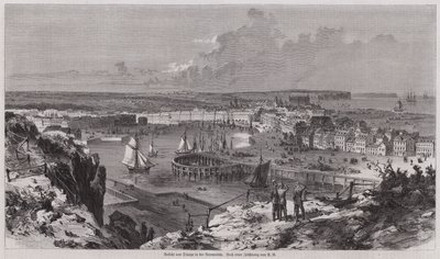 Dieppe, नॉरमैंडी, फ्रांस के बंदरगाह का दृश्य (उत्कीर्णन) द्वारा जर्मन स्कूल