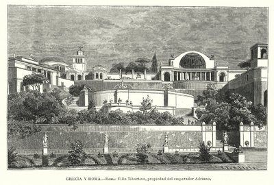 रोमन सम्राट हैड्रियन का विला, टिवोली, इटली (लिथो) द्वारा जर्मन स्कूल