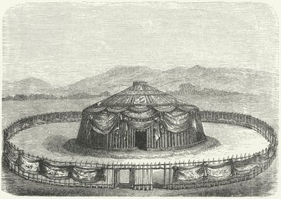 चंगेज खान का यर्ट (उत्कीर्णन) द्वारा जर्मन स्कूल