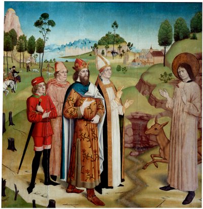 शाही शिकार पर सेंट जाइल्स और किंग वम्बा, c1470-1480। द्वारा जर्मन मास्टर।