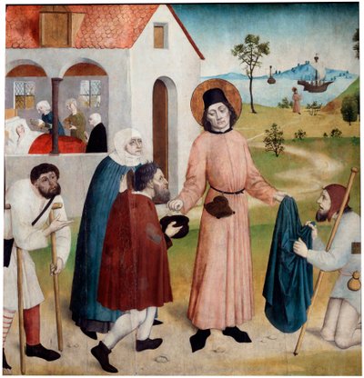 सेंट जाइल्स अपनी संपत्ति को गरीबों में बांटते हुए, c1470-1480। द्वारा जर्मन मास्टर।