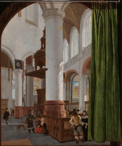 Delft . में Oude Kerk का इंटीरियर द्वारा गेरिट होउकगेस्ट