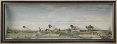 ज़िगिगेट कॉफ़ी के सूरानाम और सूरीनाम में कपास के बागान, c.1815-21 लकड़ी और चित्रित कागज द्वारा गेरिट स्काउटन