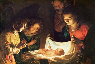बच्चे की आराधना, c.1620 द्वारा Gerrit van Honthorst
