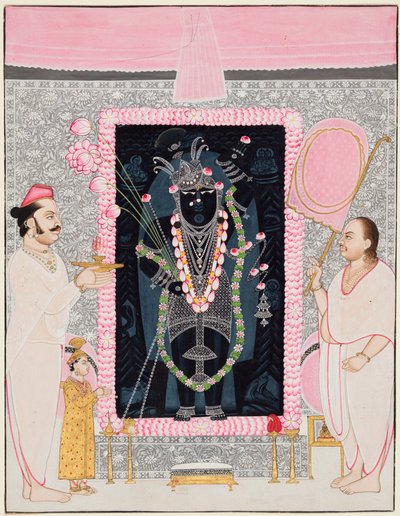 The head priest Tilakayat Govardhanlalji makes offerings to Shri Nathji in celebration..., c. 1890  द्वारा घासीराम हरदेव शर्मा
