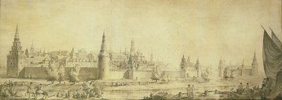 18 वीं शताब्दी के अंत, 1790 के दशक के अंत तक मॉस्को क्रेमलिन का विहंगम दृश्य द्वारा जियाकोमो एंटोनियो डॉमेनिको क्वेर्नेगी