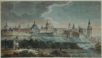 पेत्रोव्स्की स्क्वायर, 1790 के दशक से नेग्लिनया नदी और किते-गोरोद का दृश्य द्वारा जियाकोमो एंटोनियो डॉमेनिको क्वेर्नेगी