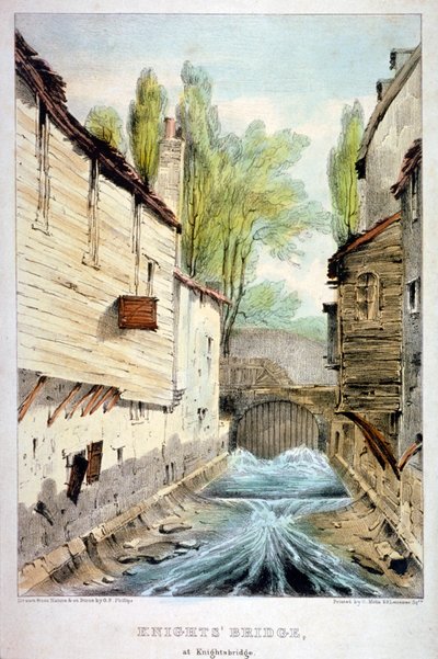 नाइट्स ब्रिज, नाइट्सब्रिज, वेस्टमिंस्टर, लंदन, c1825 द्वारा जाइल्स फ़रमान फिलिप्स