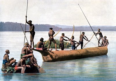धनुष, अंडमान और निकोबार द्वीप समूह, हिंद महासागर के साथ मत्स्य पालन, c1890। द्वारा Gillot