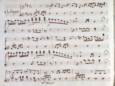 इटली में तुर्क की सिम्फनी के संगीत स्कोर का पृष्ठ द्वारा Gioacchino Rossini द्वारा गियोचिनो रोसिनी