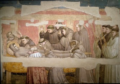 असीसी के सेंट फ्रेंकोइस का अंतिम संस्कार, विस्तार से। कलंक सत्यापन। Giotto di Bondone द्वारा पेंटिंग (1267? 1337) द्वारा गियोटो (c.1266 1337)
