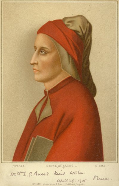 डांटे एलिघिएरी (c1265-1321), इतालवी कवि (क्रोमोलिथो) द्वारा गियोटो डि बॉन्डोन