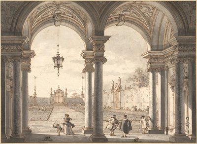1760-1768 गार्डन में एक बारोक कर्नल के माध्यम से देखें द्वारा जियोवानी एंटोनियो कैनाल (कैनेटेटो)