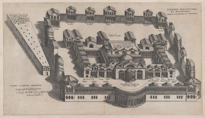 रोमन भव्यता का दर्पण: डायोक्लेटियन के स्नान, 1582., 1582। द्वारा जियोवानी एम्ब्रोगियो ब्रैम्बिला
