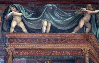 Sala delle Nozze di Alessandro e Rossana Hall of Alexander की शादी का महान 356-323 ईसा पूर्व और बेड कैनोपी के तहत पुट्टी का रोक्सेन विस्तार, c.1513 फ्रेस्को का 107228 विस्तार द्वारा जियोवानी एंटोनियो बाज़ी सोडोमा
