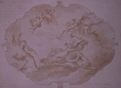 सैन्य सदाचार की विजय, c.1750 (कलम और धो) द्वारा जियोवन्नी एंटोनियो गार्डी