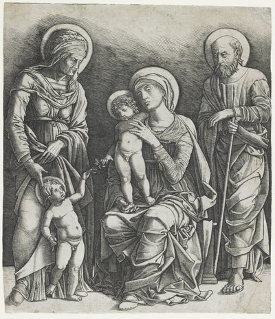 शिशु संत जॉन के साथ पवित्र परिवार, c.1495-1505 (उत्कीर्णन) द्वारा जियोवन्नी एंटोनियो दा ब्रेशिया