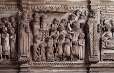 Giovanni di Balduccio द्वारा क्लाउड व्हाइट मार्बल मूर्तिकला, 1336-1339 का चमत्कार द्वारा जियोवन्नी बलदुच्चियो