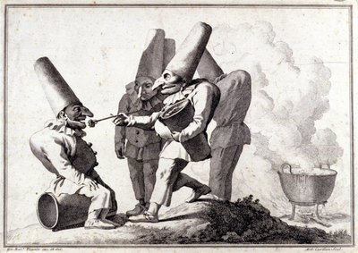 Pulcinella (इतालवी Polichinelle) का समूह। Giovanni Battista (Giaambattista) Tiepolo (1696-1770) द्वारा पेन से ड्राइंग और पेंसिल मार्क पर वॉश। द्वारा जियोवन्ती बतिस्ता टाईपोलो
