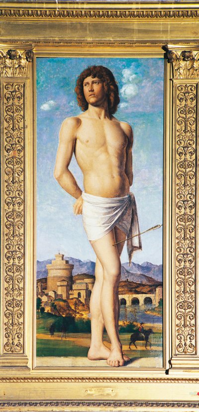 सेंट सेबेस्टियन, c.1502 (पैनल पर तेल) द्वारा जियोवानी बतिस्ता सीमा दा कोनेग्लिआनो