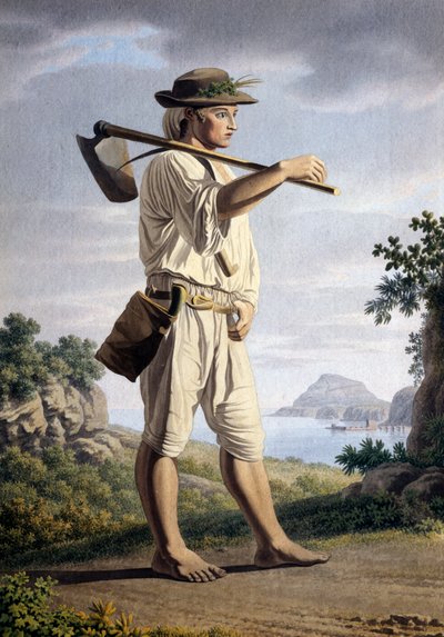 कैम्पी फ्लेग्रेई की पृष्ठभूमि में किसान, जियोवन बतिस्ता लुसिरी (सीए 1755-1821), कागज पर पानी के रंग, 32x23 सेमी, इटली द्वारा द्वारा जियोवन्ती बतिस्ता लुसिएरी